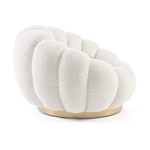 Fotoliu crem pivotant cu tapițerie din țesătură bouclé Florel – Bizzotto-image-3