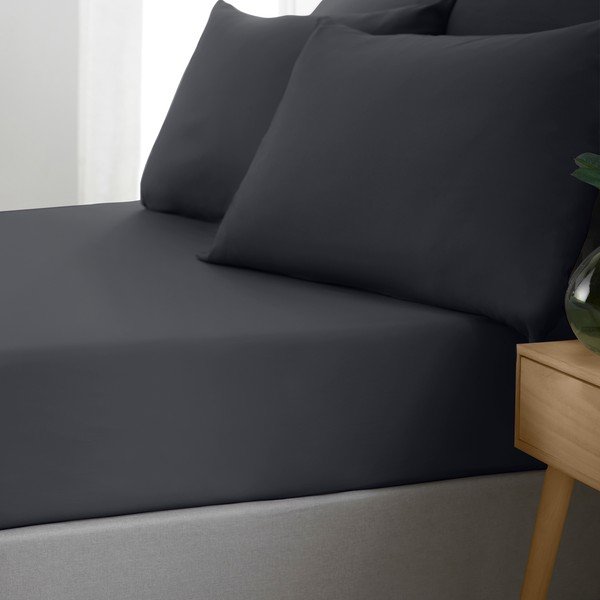 Cearceaf negru cu elastic 185x200 cm So Soft Non Iron – Catherine Lansfield-image-1