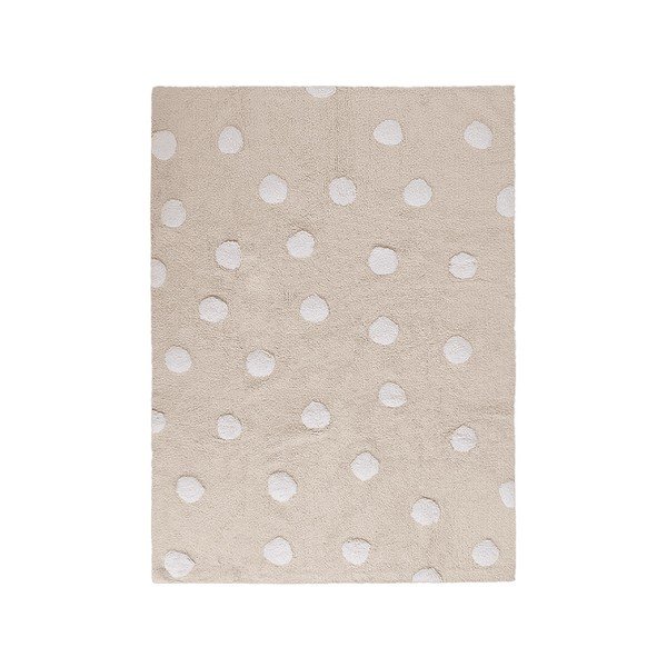 Covor pentru copii bej lavabil/țesut manual din bumbac 120x160 cm Polka Dots Beige – Lorena Canals