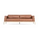 Canapea din piele bovină cu structură din lemn masiv de stejar Gazzda Fawn, 240 cm, maro cognac