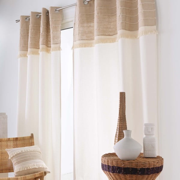 Draperie albă-maro din amestec de iută 140x240 cm Cirrus – douceur d'intérieur-image-2