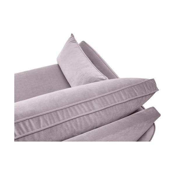 Colțar cu tapițerie din catifea Kooko Home Lento, colț pe stânga, roz deschis-image-4