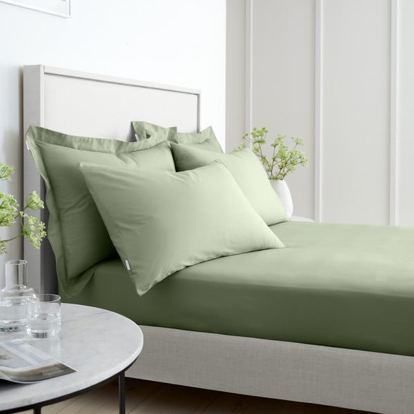 Cearceaf verde din bumbac percal cu elastic 150x200 cm Cotton Percale – Bianca-image-2