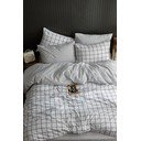 Lenjerie de pat albă pentru pat dublu/extins cu cearceaf inclus/cu 4 piese 200x220 cm Geometric – Mila Home