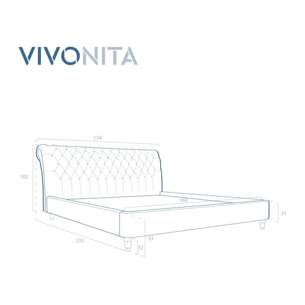 Pat din lemn de fag Vivonita Allon, 160 x 200 cm, gri-image-2