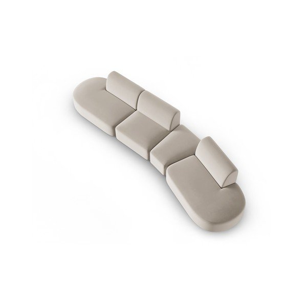 Canapea bej cu tapițerie din catifea cu colț pe partea dreaptă 428 cm Paolo – Milo Casa-image-1