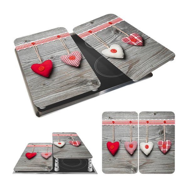 Set 2 protecții din sticlă pentru aragaz Wenko Heart, 52 x 30 cm-image-2