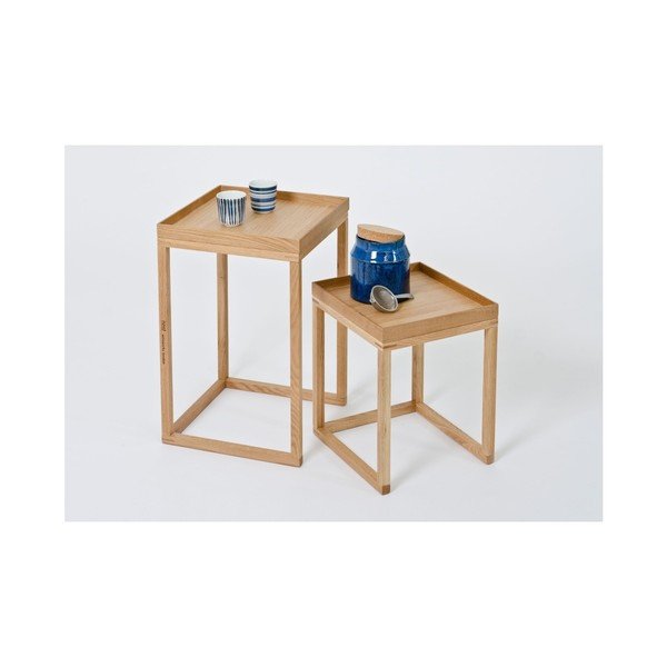 Set 2 măsuțe auxiliare din lemn Wireworks Oak Natural-image-3