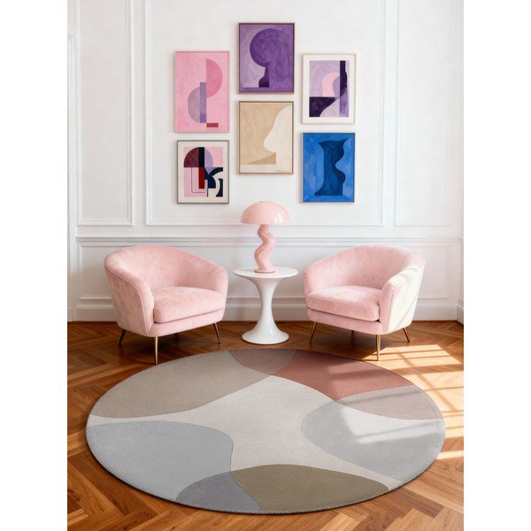 Covor bej țesut manual rotund din lână ø 200 cm Hackney Clarissa – Ted Baker-image-1