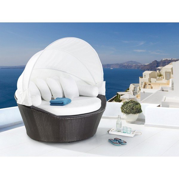 Canapea de grădină din ratan artificial, cu adăpost pliabil Monobeli Miranda-image-1