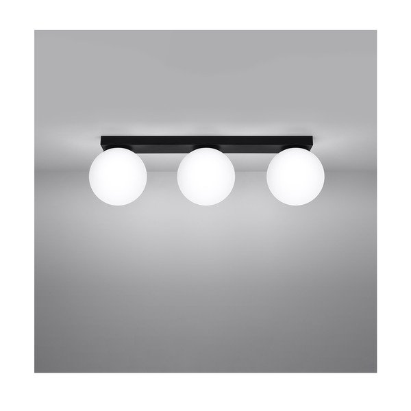 Plafonieră neagră cu abajur din sticlă ø 12 cm Umerta – Sollux-image-2