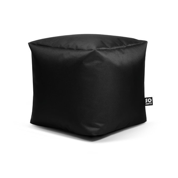 Fotoliu puf pentru copii negru cu tapițerie din imitație de piele Cube M – So Soft?