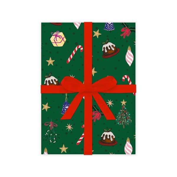 5 coli de hârtie de împachetat verde eleanor stuart Christmas Fun, 50 x 70 cm-image-2