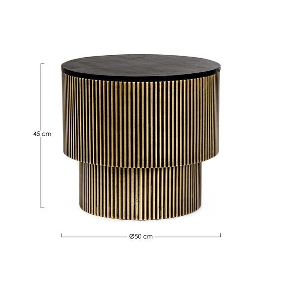 Măsuță de cafea neagră/aurie rotundă cu blat din lemn de mango ø 50 cm Virat – Bizzotto-image-4