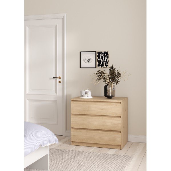 Comodă în culoare naturală cu aspect de lemn de stejar 77x70x50 cm Naia – Tvilum-image-1