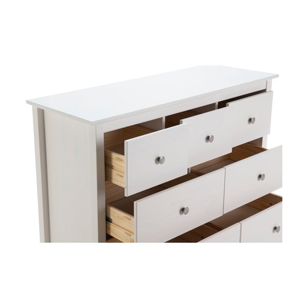 Comodă albă joasă din lemn de pin 110x80 cm Berna – Marckeric-image-4