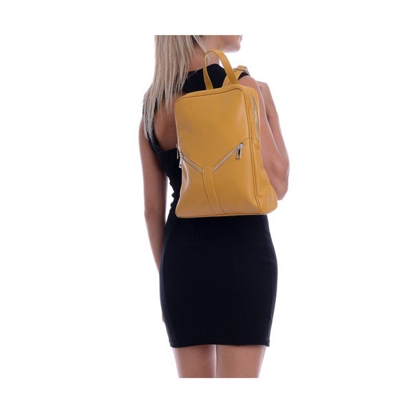 Rucsac din piele Roberta M Linda, galben-image-2