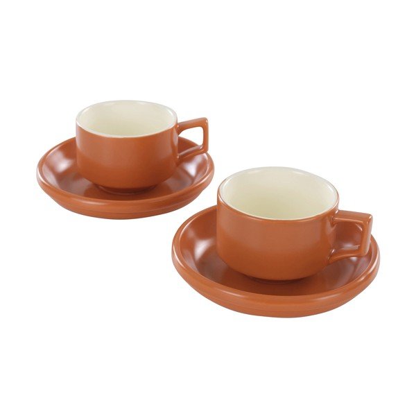 Cești portocalii 4 buc. cu farfurioară din ceramică 300 ml Thelma – Jotex