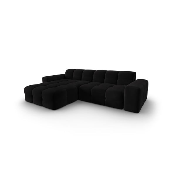 Colțar negru cu tapițerie din catifea (pe partea stângă) Kendal – Micadoni Home-image-3