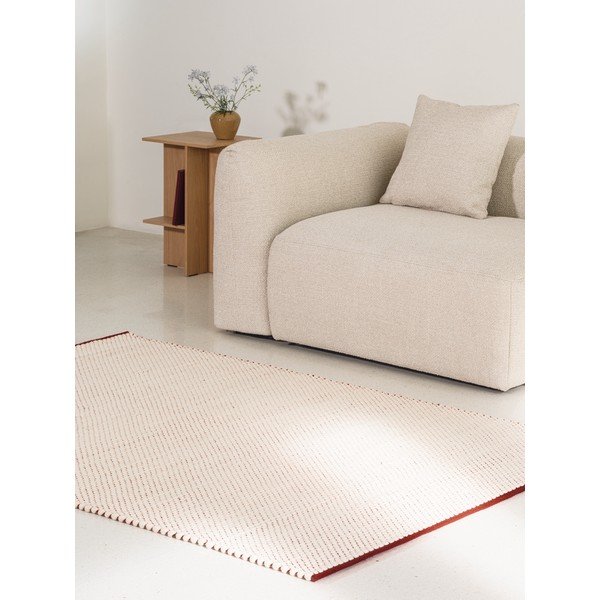 Covor tip traversă roșu/bej țesut manual din lână 80x170 cm Lenu – noo.ma-image-2