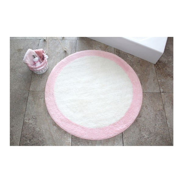 Covor Confetti Bathmats Ronda, Ø 90 cm, alb-roz