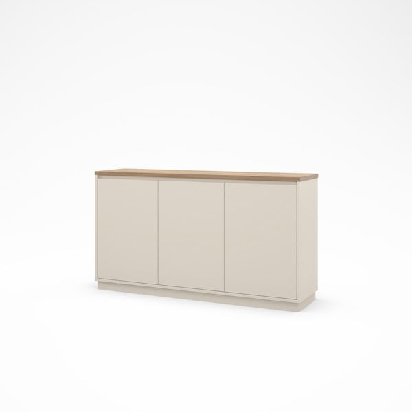 Comodă bej cu aspect de lemn de stejar 152x84x40 cm Loreta – Marckeric-image-3