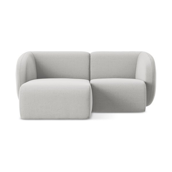 Colțar gri deschis cu tapițerie din catifea (cu colț pe partea stângă/cu șezlong) Lani – Makamii