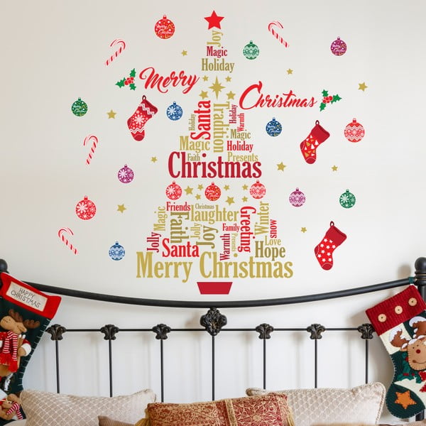 Autocolant Walplus English Quotes Merry Christmas Tree