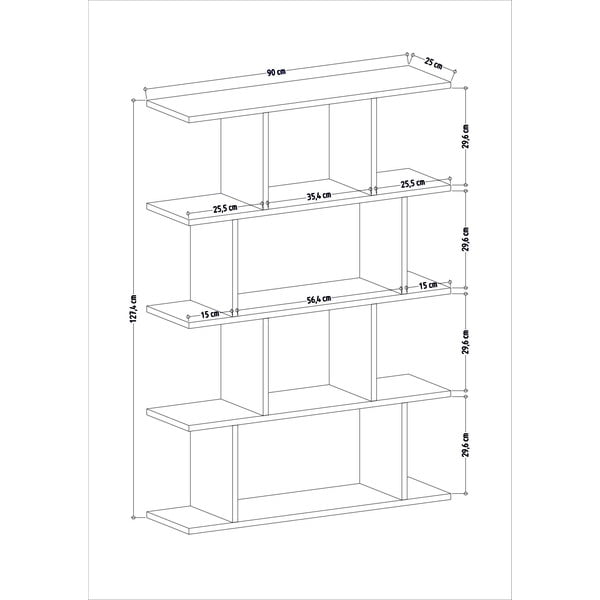 Bibliotecă albă/cu aspect de lemn de stejar 90x127 cm Harmon – Kalune Design-image-3