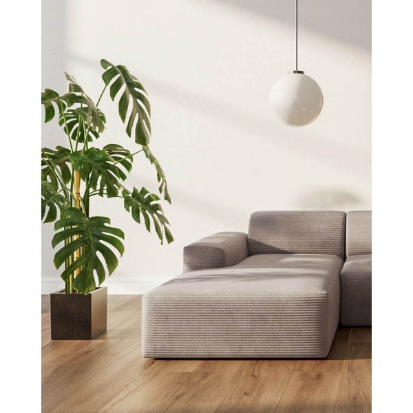 Colțar bej extensibil cu tapițerie din catifea reiată  (colț pe partea  stângă ) Fluvio – MESONICA-image-4