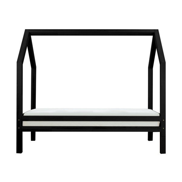 Pat din lemn lăcuit de molid pentru copii Benlemi Funny, 80 x 160 cm, negru-image-3