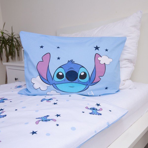 Lenjerie de pat pentru copii albastră din bumbac pentru pătuț 100x135 cm Lilo & Stitch "Clouds" – Jerry Fabrics-image-4