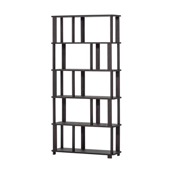 Bibliotecă maro închis din lemn de stejar 90x186x30 cm Riss – WOOOD-image-2