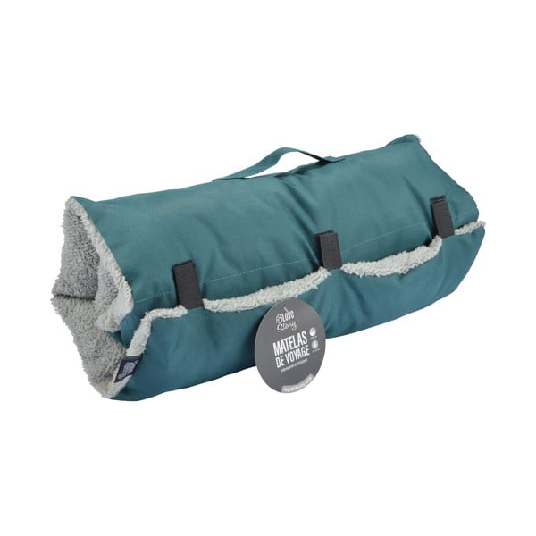 Pat de călătorie albastru pentru câini din sherpa 80x50 cm Essentiel – Love Story