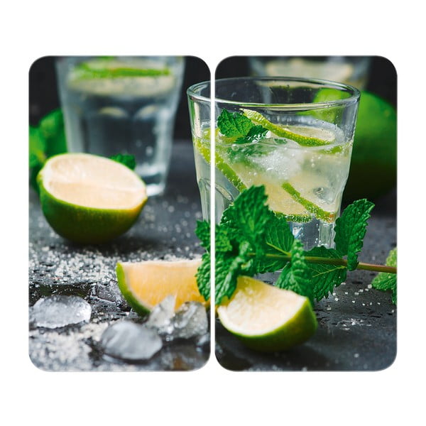 Set 2 protecții din sticlă pentru aragaz Wenko Mojitos, 52 x 30 cm