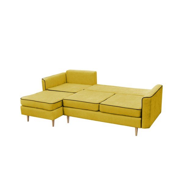 Colțar pe partea stângă Mazzini Sofas Ladybird, muștar, picioare în nuanță deschisă-image-2