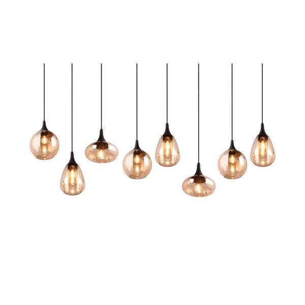 Lustră neagră/portocalie cu abajur din sticlă Lumina – Trio-image-2