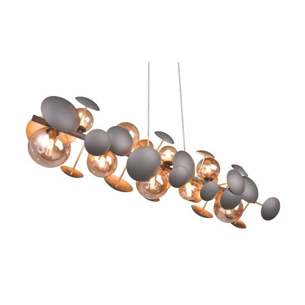 Lustră gri-auriu cu abajur din sticlă Bubble – Trio Select-image-1