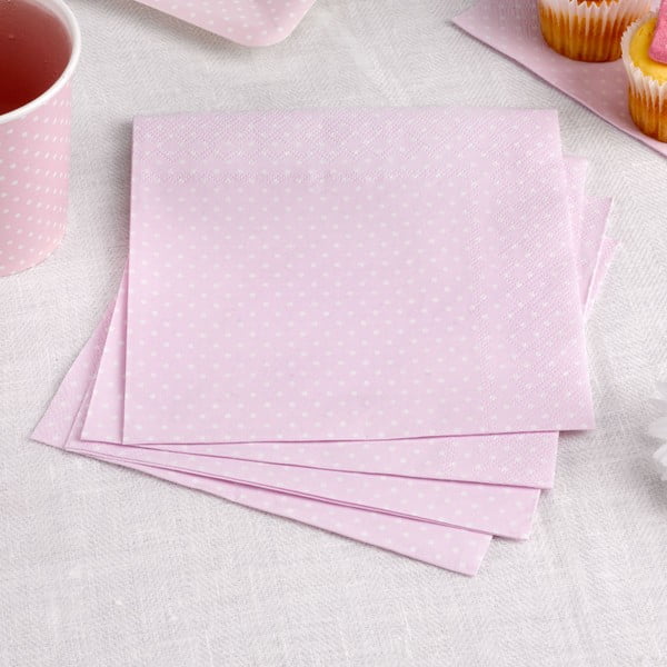 Set 16 șervețele de hârtie Neviti Polka Dot, roz