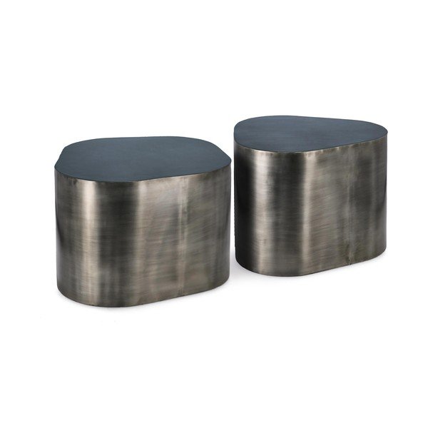 Măsuțe de cafea gri-antracit 2 buc. din metal 59x60 cm Kalinda – Bizzotto-image-2