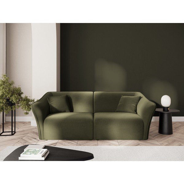 Canapea verde cu tapițerie din catifea 206 cm Tokyo – Cosmopolitan Design-image-1