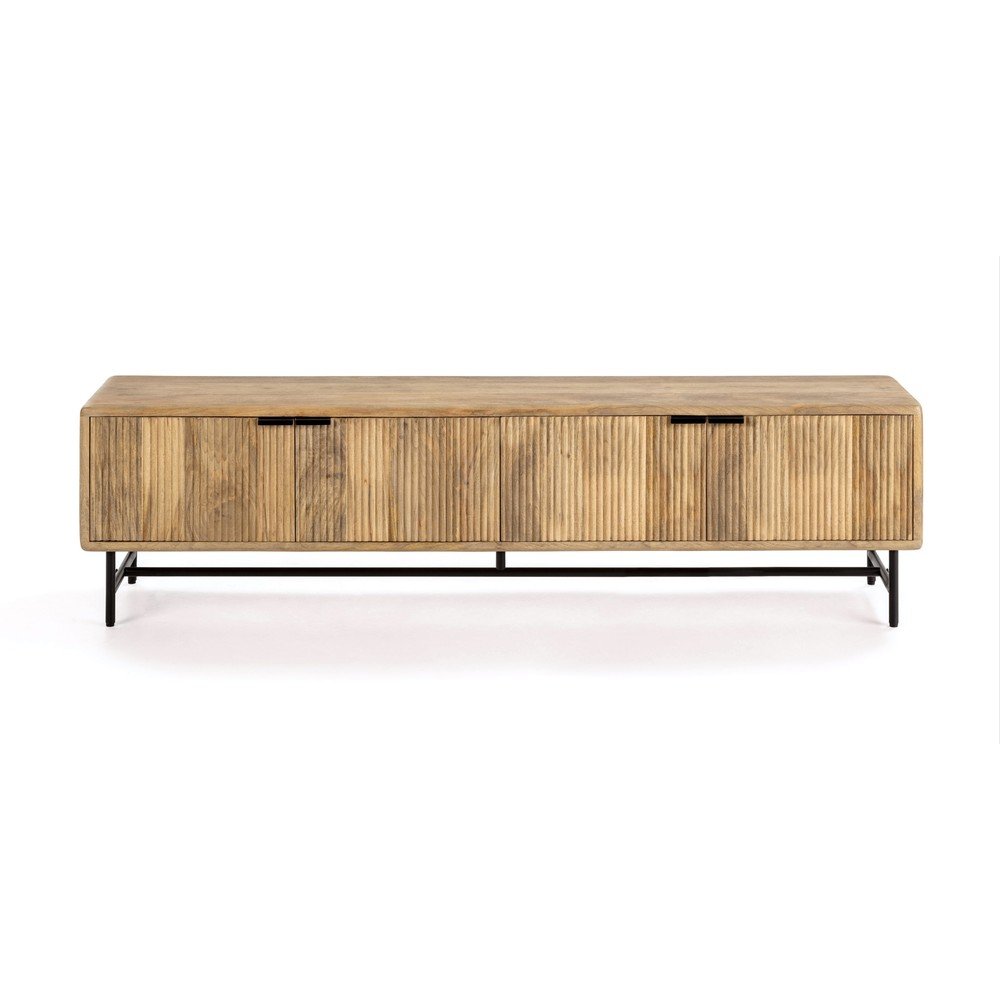 Comodă TV în culoare naturală din lemn de mango 190x50x40 cm Mundra – MOME