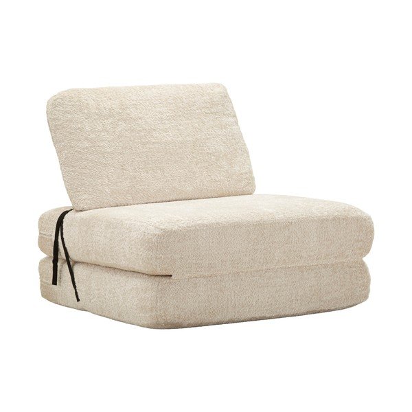 Fotoliu alb extensibil cu tapițerie din țesătură bouclé Faster – Mauro Ferretti