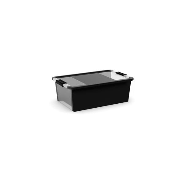 Cutie de depozitare neagră din plastic cu capac 55x35x19 cm Bi-Box M – KIS