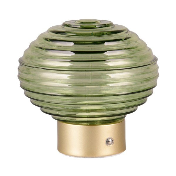 Veioză verde/aurie LED cu intensitate reglabilă cu abajur din sticlă (înălțime 14,5 cm) Earl – Reality