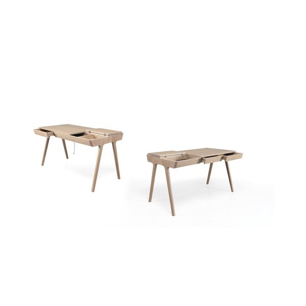 Birou de lucru din lemn de stejar cu spaţiu pentru depozitare Wewood - Portuguese Joinery Metis-image-3