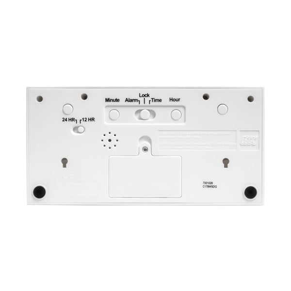 Ceas digital cu alarmă LEGO® Brick, alb-image-1