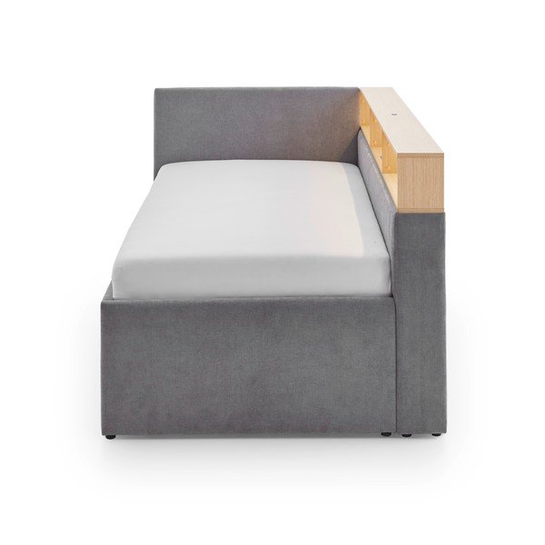 Pat pentru copii  gri pe colț cu spațiu de depozitare fără somieră 140x200 cm Uno – Meise Möbel-image-4