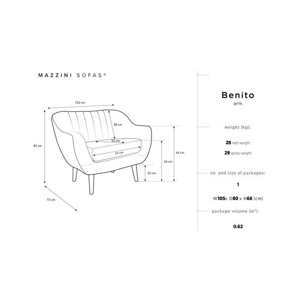 Fotoliu Mazzini Sofas Benito Floral, albastru-image-2
