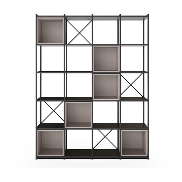 Bibliotecă neagră/crem 140x179 cm Anya – Marckeric